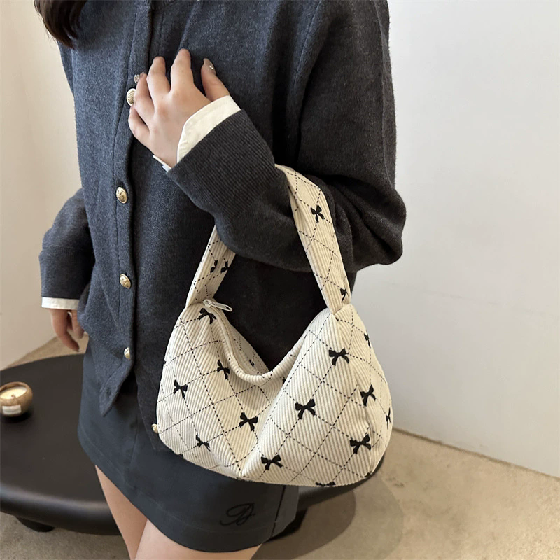 1PC  Trendy Large Capacity Shoulder Bag Trendy Casual Underarm Bag Bownot Commuting Bag Party Top-Handle Bags