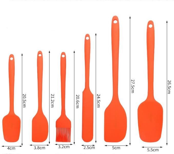 6 Pieces Silicone Spatula Set Food Grade Non Stick Heat Resistant Spatulas Turner for Cooking Baking Mixing Baking Tools