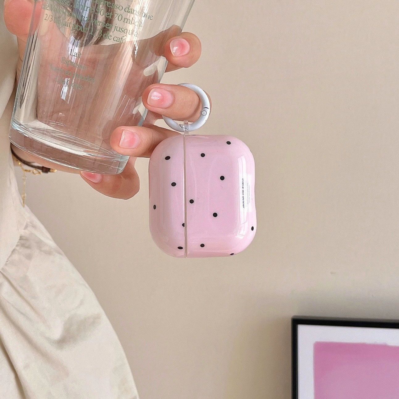 1PC   Simple Chic Pink Green Polka Dots Solid Color Protective Earphone Case Cover for AirPods 1 2 3 4 Pro 2 Pro 3