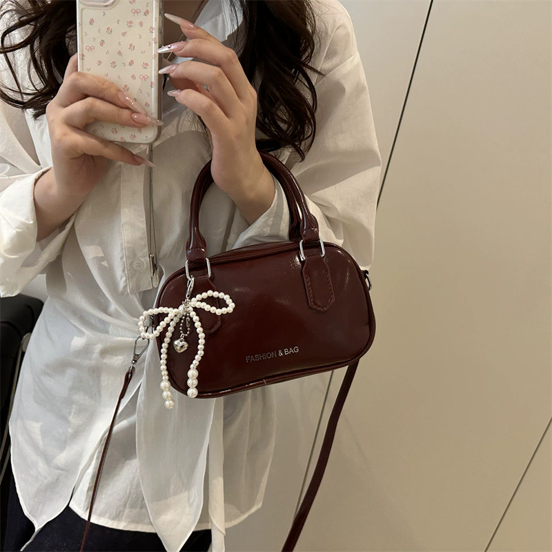 Retro Pu Leather Shoulder Pillow Bags for Women Simple Solid Color Ladies Phone Crossbody Bag Casual Female Handbag Purse Clutch