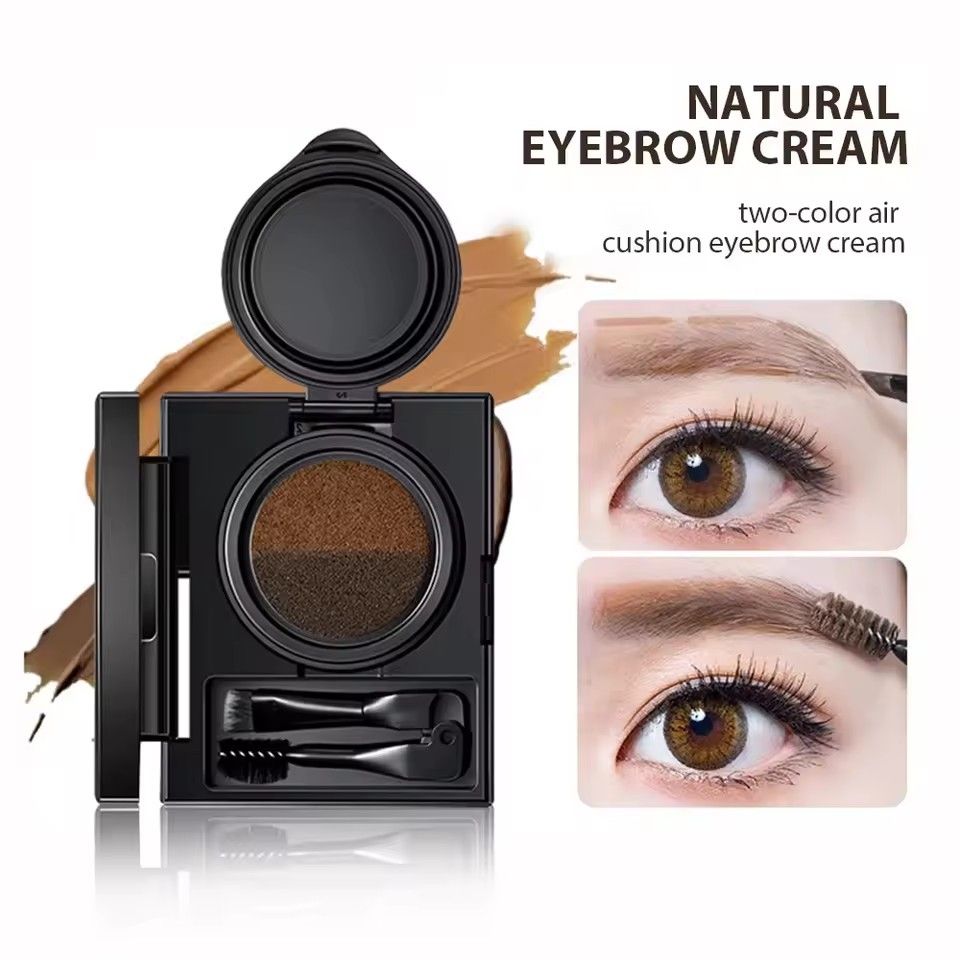 1PC   Two-color Air Cushion Eyebrow Powder Color Waterproof and Sweat-proof Long-lasting Eye Brow Cream