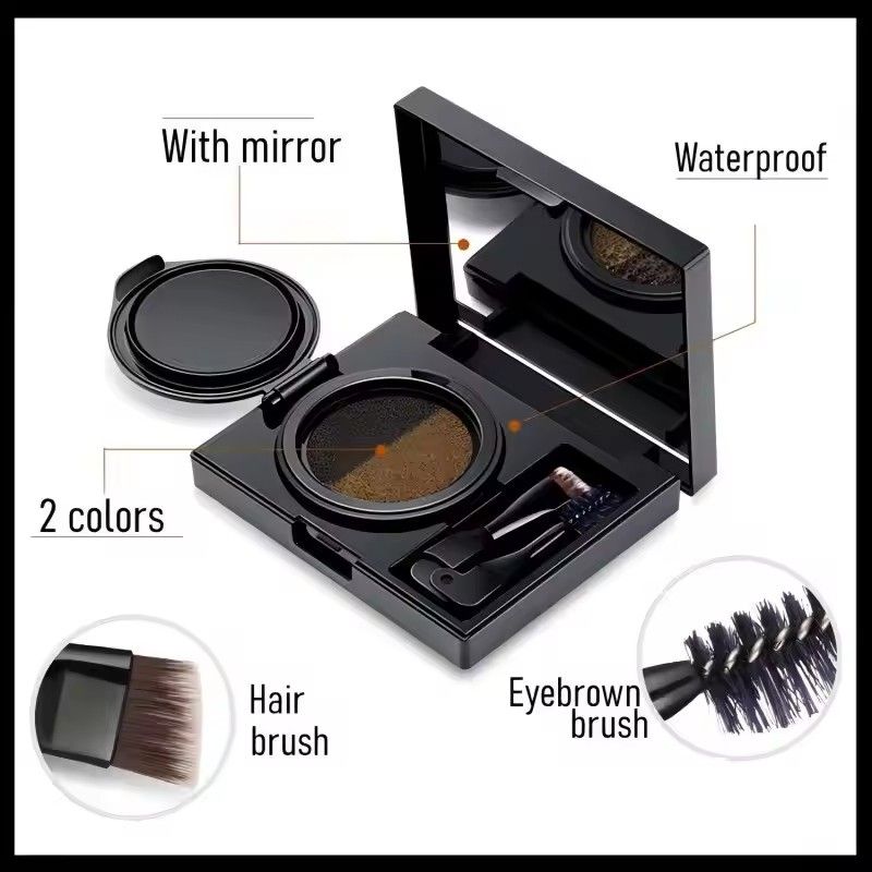 1PC   Two-color Air Cushion Eyebrow Powder Color Waterproof and Sweat-proof Long-lasting Eye Brow Cream