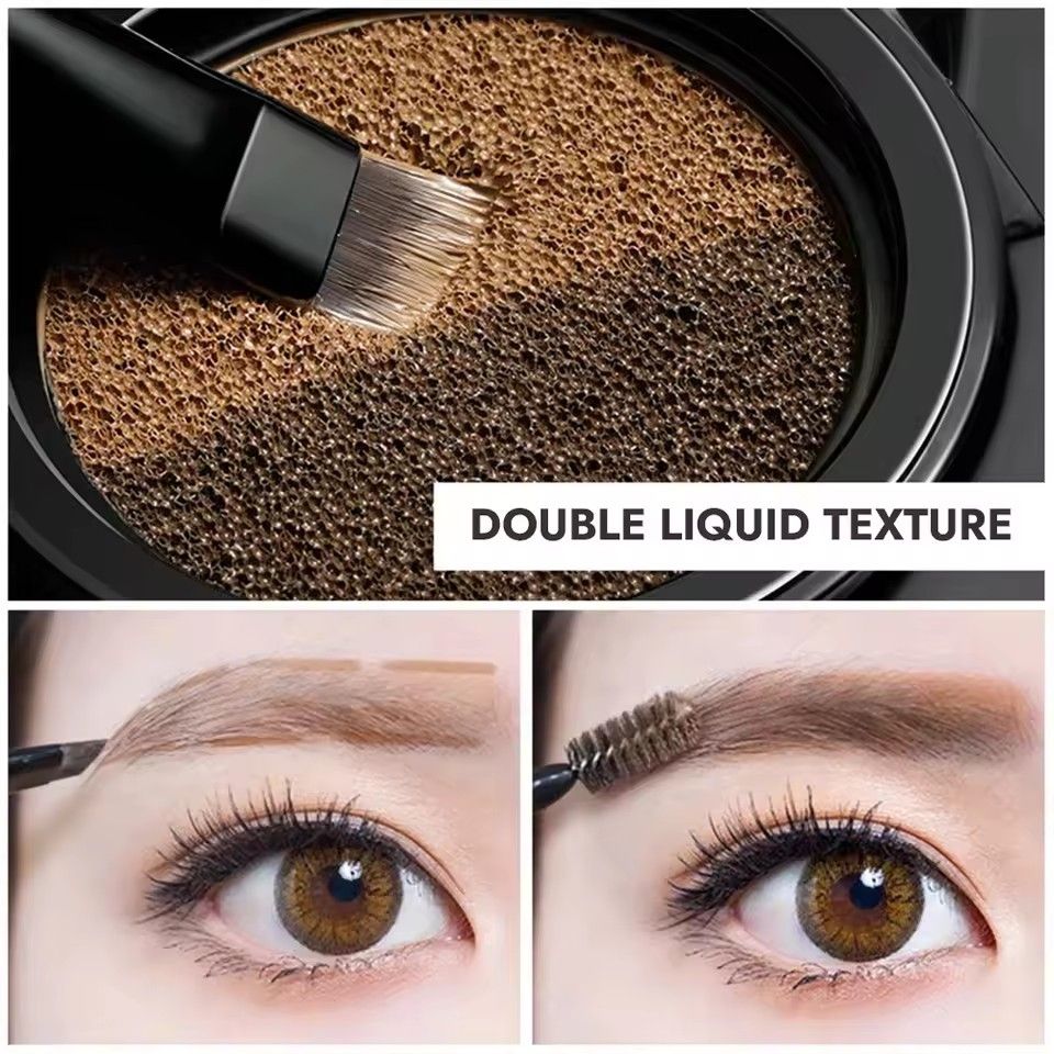1PC   Two-color Air Cushion Eyebrow Powder Color Waterproof and Sweat-proof Long-lasting Eye Brow Cream