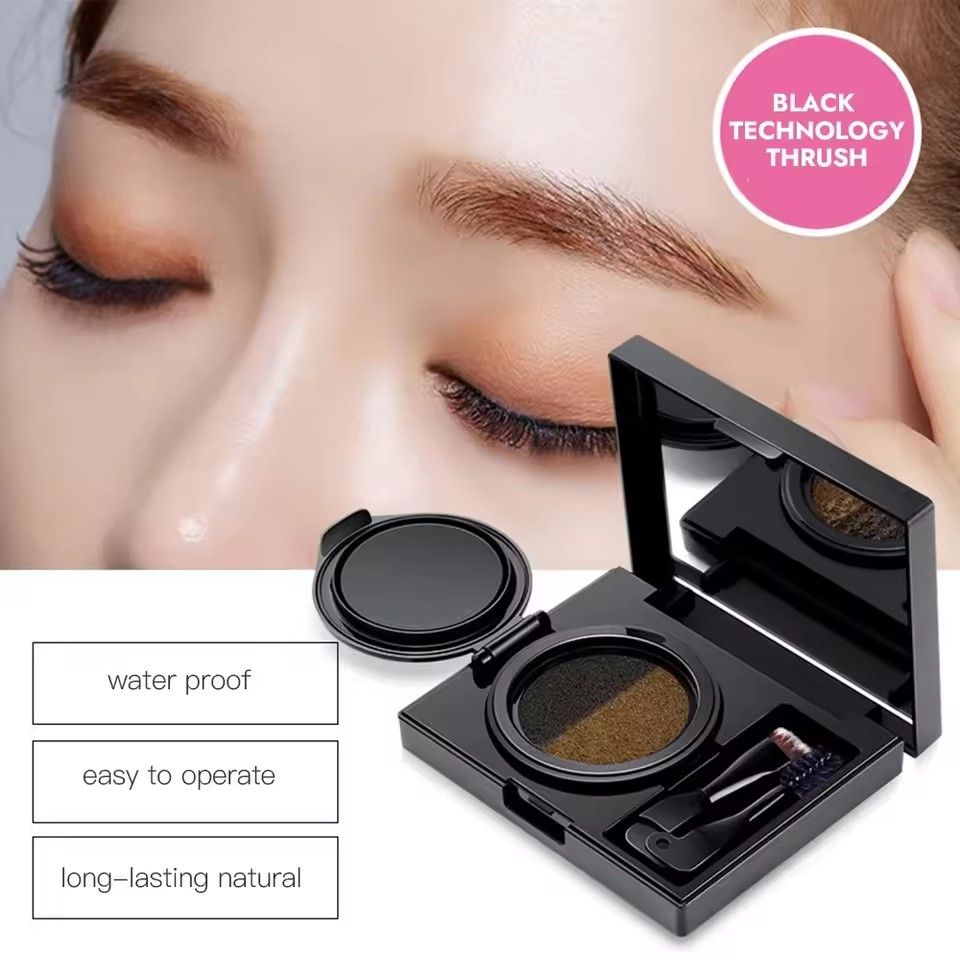1PC   Two-color Air Cushion Eyebrow Powder Color Waterproof and Sweat-proof Long-lasting Eye Brow Cream