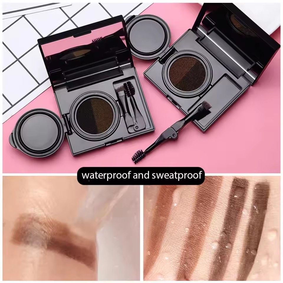 1PC   Two-color Air Cushion Eyebrow Powder Color Waterproof and Sweat-proof Long-lasting Eye Brow Cream