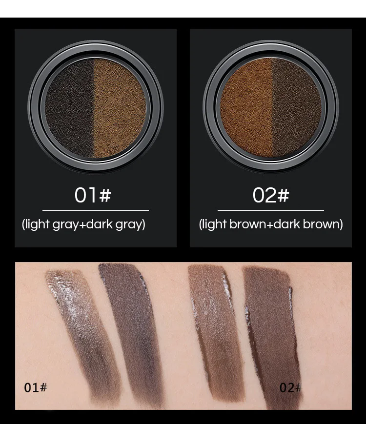1PC   Two-color Air Cushion Eyebrow Powder Color Waterproof and Sweat-proof Long-lasting Eye Brow Cream