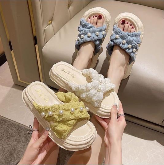 Women's 2025 Summer Platform Sandals - Thick Sole Beach Slides, Fashion Dissolve-Heel Slippers for Vacation & Outdoor Wear