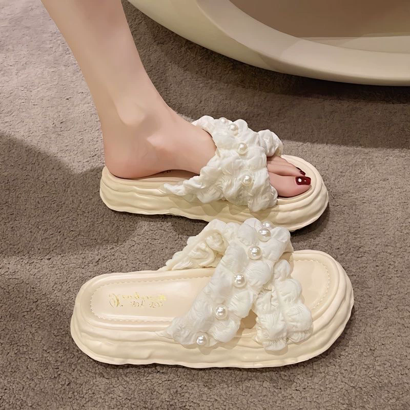 Women's 2025 Summer Platform Sandals - Thick Sole Beach Slides, Fashion Dissolve-Heel Slippers for Vacation & Outdoor Wear