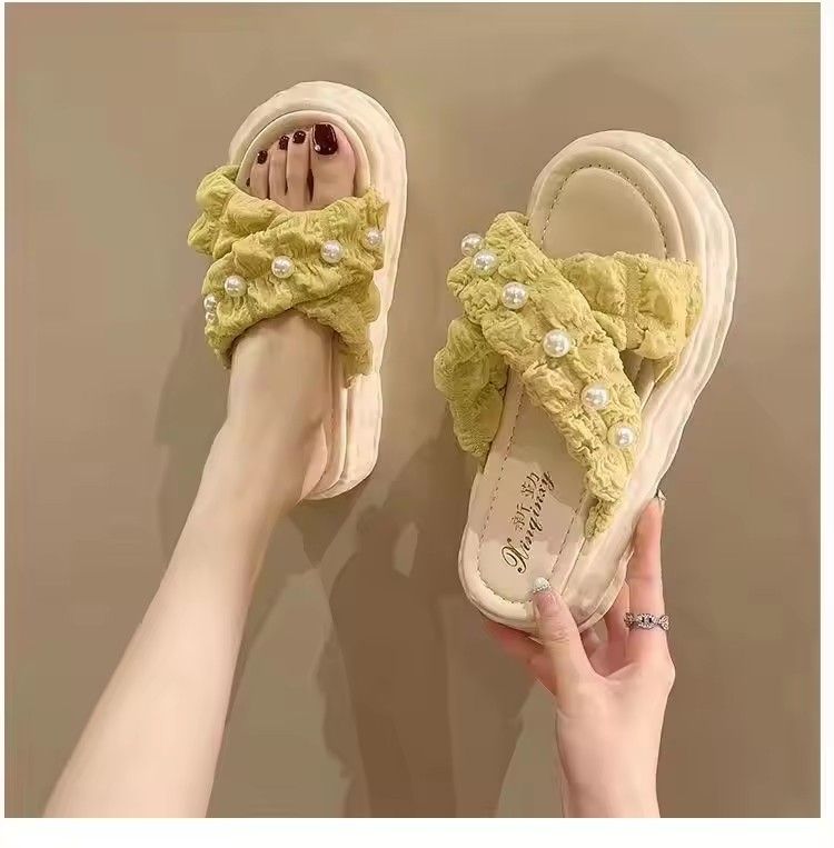 Women's 2025 Summer Platform Sandals - Thick Sole Beach Slides, Fashion Dissolve-Heel Slippers for Vacation & Outdoor Wear