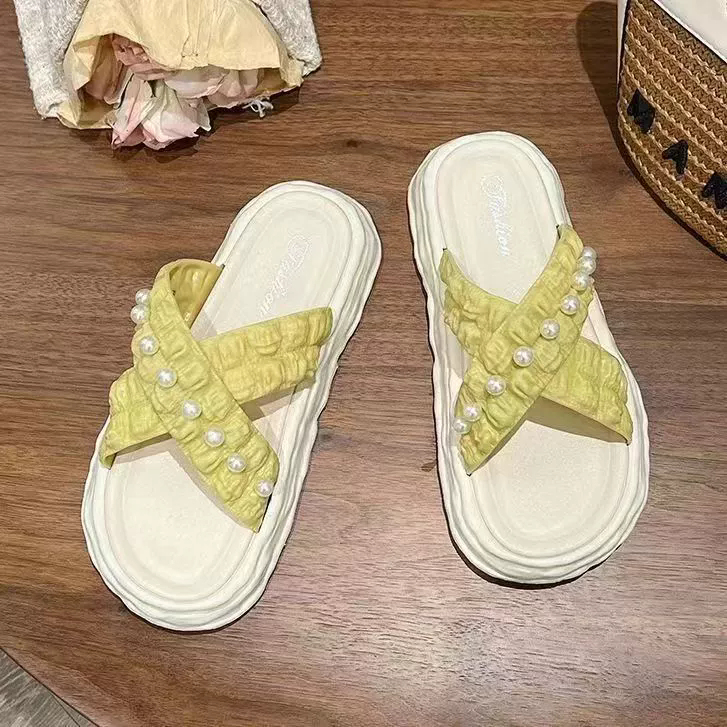 Women's 2025 Summer Platform Sandals - Thick Sole Beach Slides, Fashion Dissolve-Heel Slippers for Vacation & Outdoor Wear