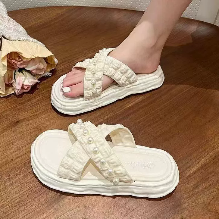 Women's 2025 Summer Platform Sandals - Thick Sole Beach Slides, Fashion Dissolve-Heel Slippers for Vacation & Outdoor Wear