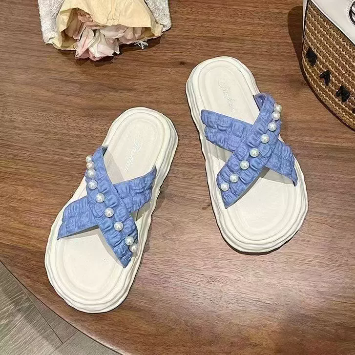 Women's 2025 Summer Platform Sandals - Thick Sole Beach Slides, Fashion Dissolve-Heel Slippers for Vacation & Outdoor Wear