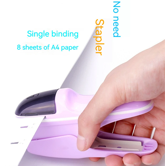 1PCDesktop Stapleless Stapler For Fixing Up To 8 Sheets For Home School Office Desktop Stapler Ticket Paper And Document Binding
