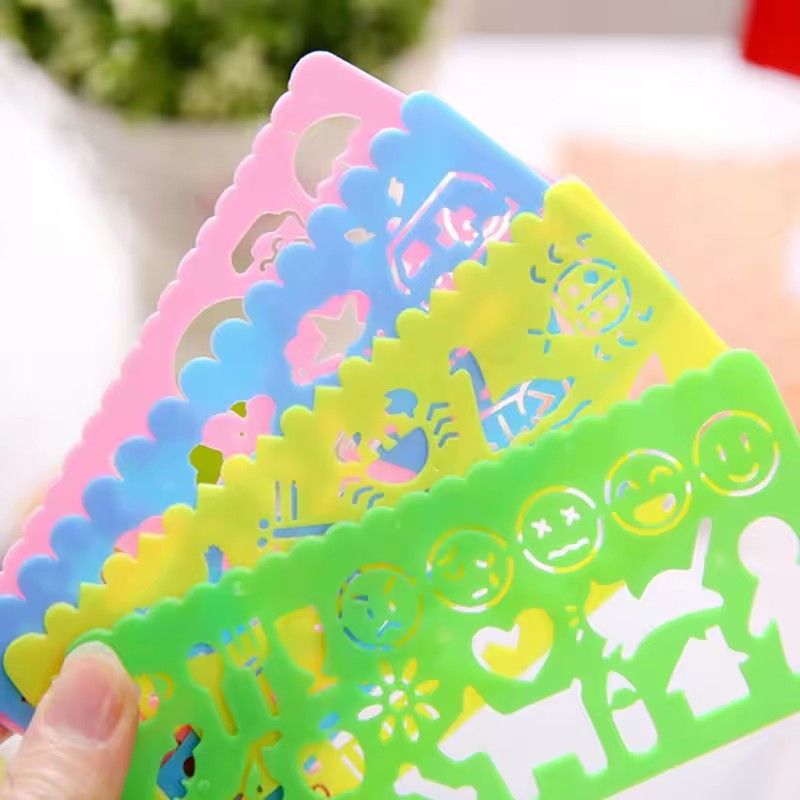 4PCS /lot Painting ruler diy Patterns photo album making handmade material painting hollow stencil accessories decorative tools
