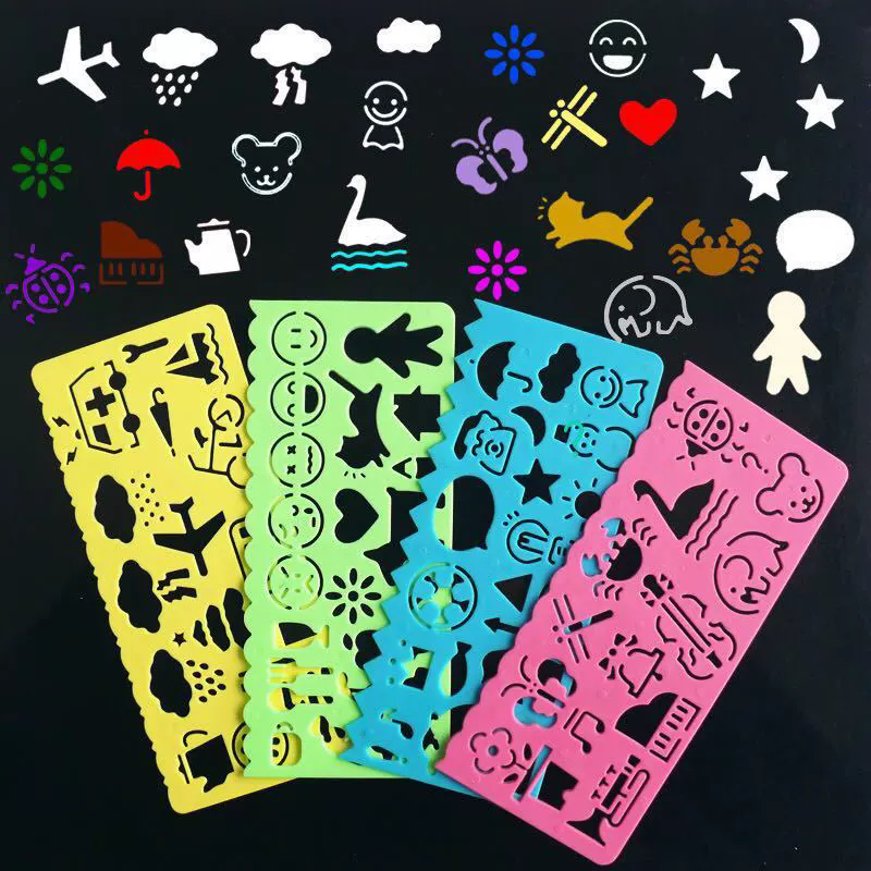 4PCS /lot Painting ruler diy Patterns photo album making handmade material painting hollow stencil accessories decorative tools