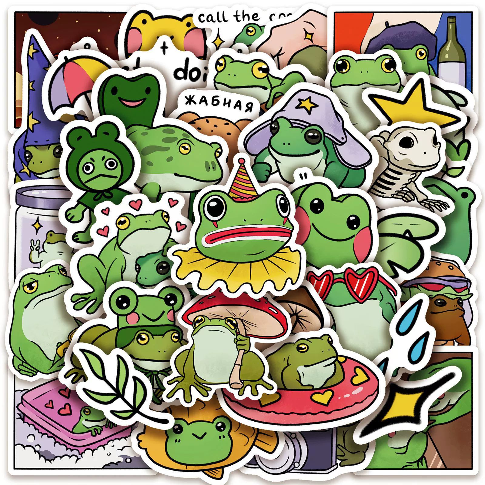 Best price for 50PCS Funny Frog Cartoon Stickers Comic Style Animal ...