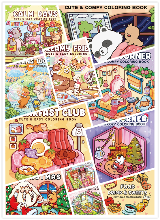 1PC   Cute Cartoon Coloring Book Educational Stress Relief Paperback Painting Gift Montessori Drawing Toy for Adults And Teens