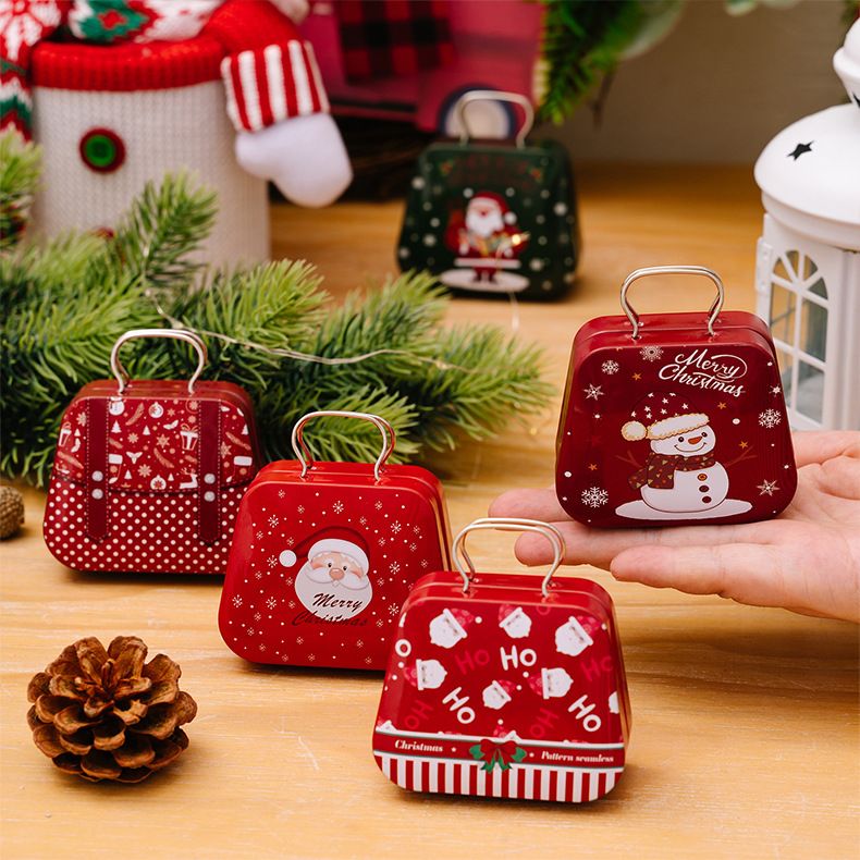 Christmas Tin Gift Box Metal Candy Box Square Candy Storage Containers for Holiday Xmas Supplies Happy New Year Christmas Gifts