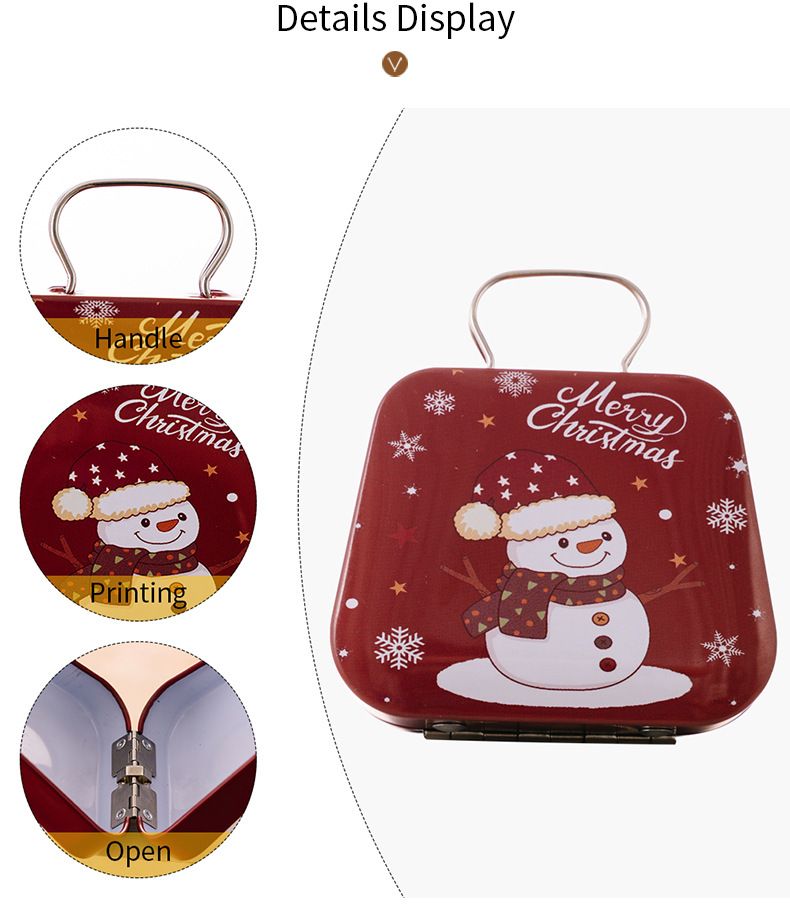Christmas Tin Gift Box Metal Candy Box Square Candy Storage Containers for Holiday Xmas Supplies Happy New Year Christmas Gifts