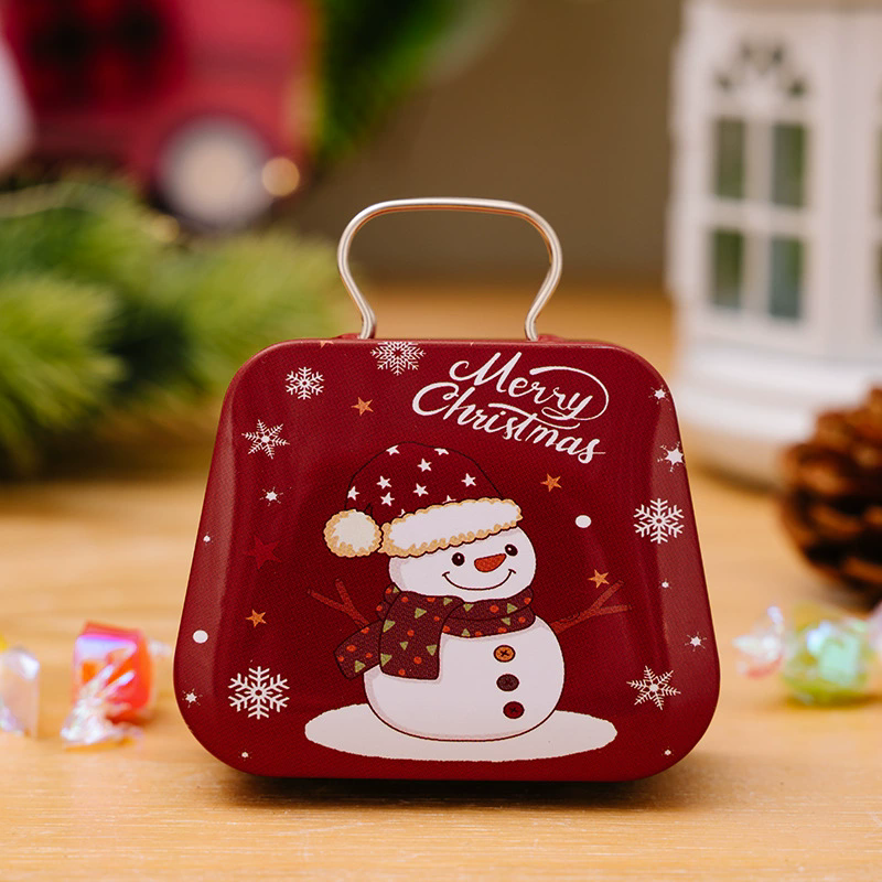 Christmas Tin Gift Box Metal Candy Box Square Candy Storage Containers for Holiday Xmas Supplies Happy New Year Christmas Gifts