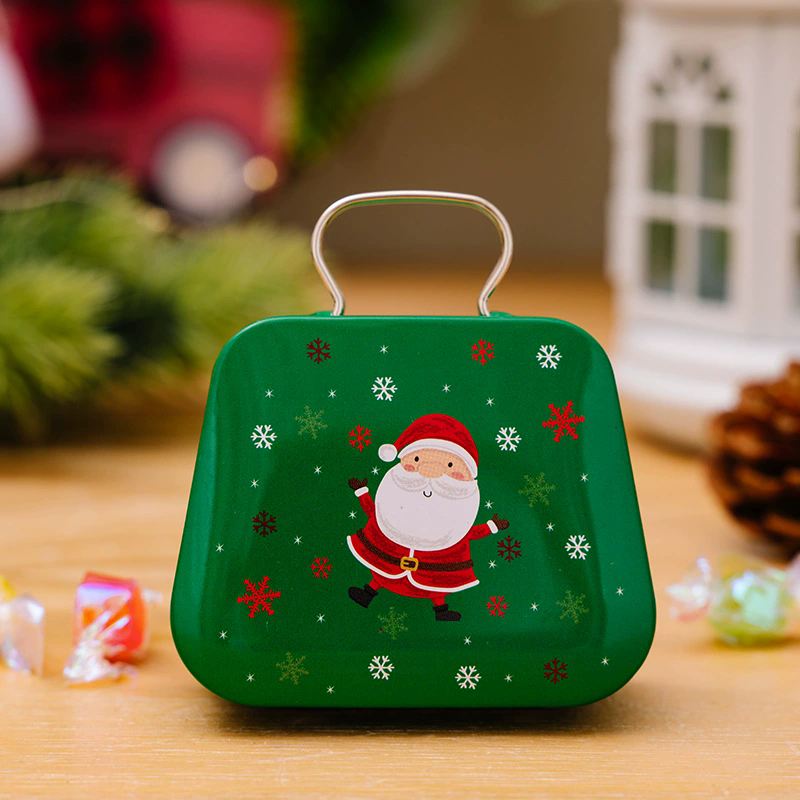 Christmas Tin Gift Box Metal Candy Box Square Candy Storage Containers for Holiday Xmas Supplies Happy New Year Christmas Gifts