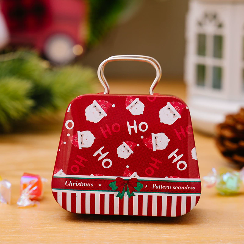 Christmas Tin Gift Box Metal Candy Box Square Candy Storage Containers for Holiday Xmas Supplies Happy New Year Christmas Gifts