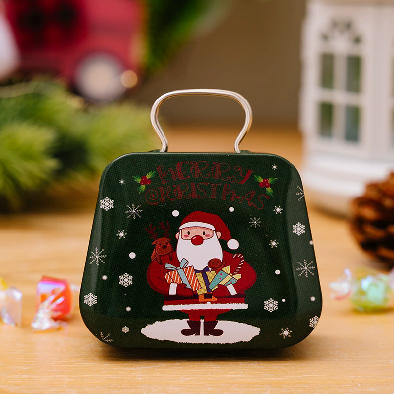 Christmas Tin Gift Box Metal Candy Box Square Candy Storage Containers for Holiday Xmas Supplies Happy New Year Christmas Gifts