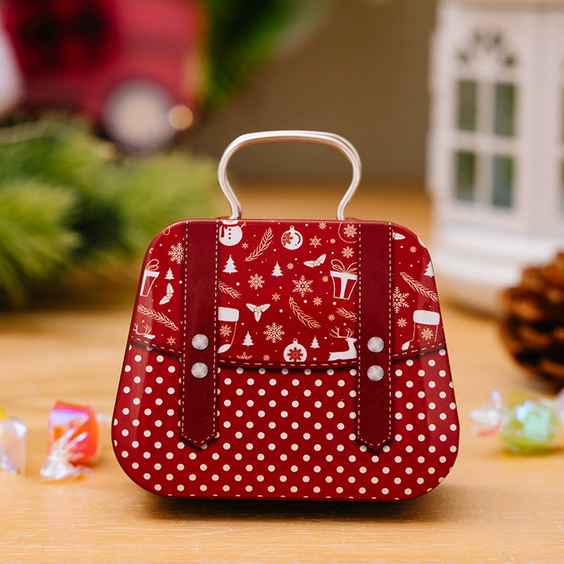 Christmas Tin Gift Box Metal Candy Box Square Candy Storage Containers for Holiday Xmas Supplies Happy New Year Christmas Gifts