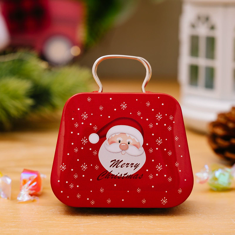 Christmas Tin Gift Box Metal Candy Box Square Candy Storage Containers for Holiday Xmas Supplies Happy New Year Christmas Gifts