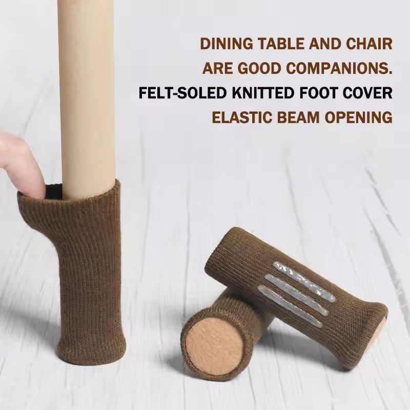 4PCs Furniture Leg Socks Non Slip No Scratch Noise Furniture Socks High Elastic Knitted Chair Leg Protectors for Hardwood Floor