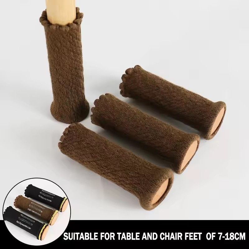4PCs Furniture Leg Socks Non Slip No Scratch Noise Furniture Socks High Elastic Knitted Chair Leg Protectors for Hardwood Floor