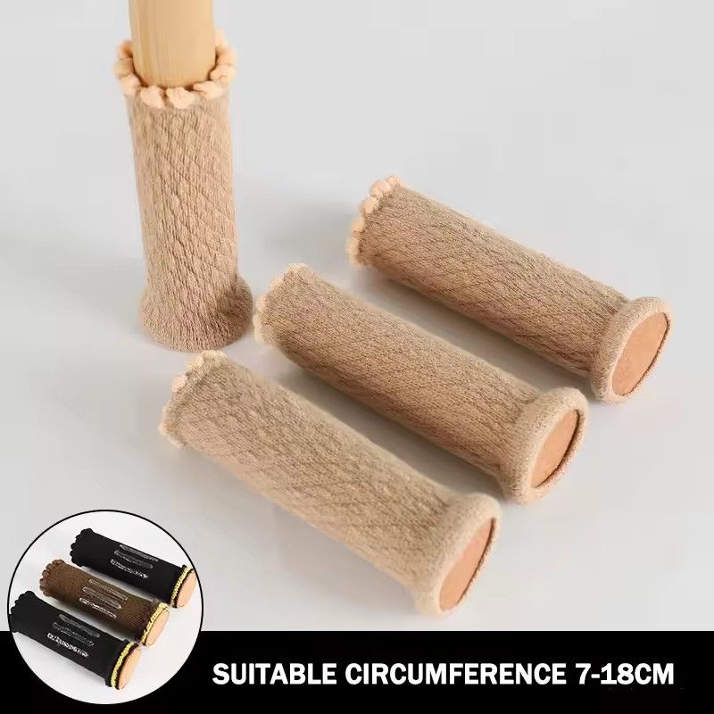 4PCs Furniture Leg Socks Non Slip No Scratch Noise Furniture Socks High Elastic Knitted Chair Leg Protectors for Hardwood Floor