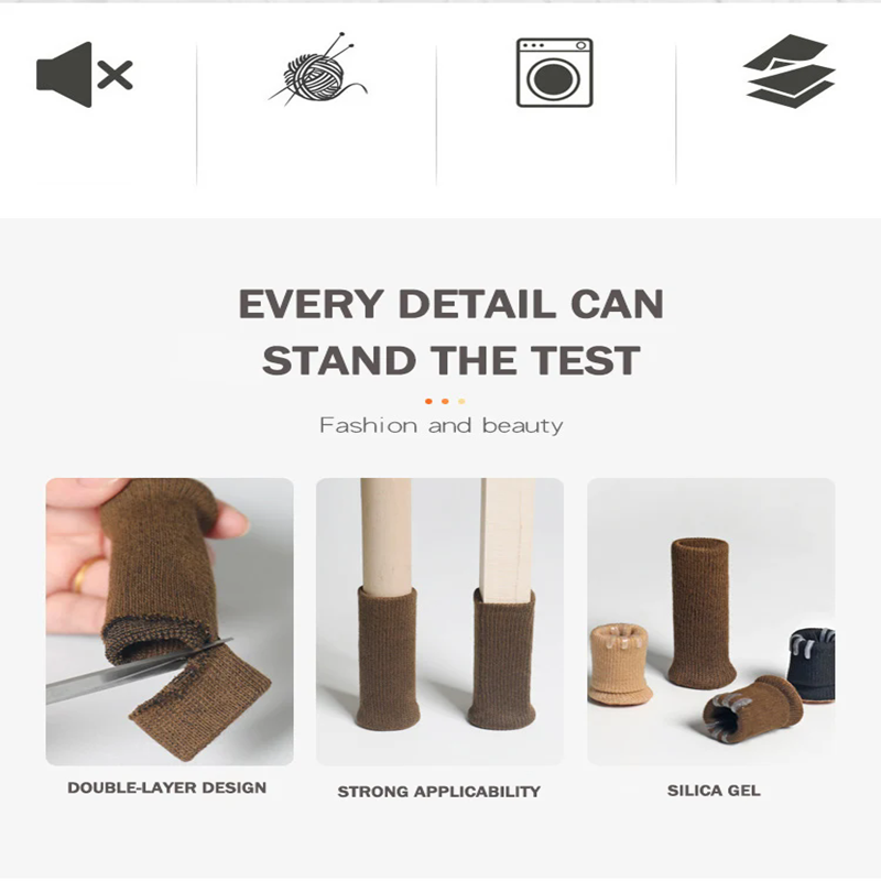 4PCs Furniture Leg Socks Non Slip No Scratch Noise Furniture Socks High Elastic Knitted Chair Leg Protectors for Hardwood Floor