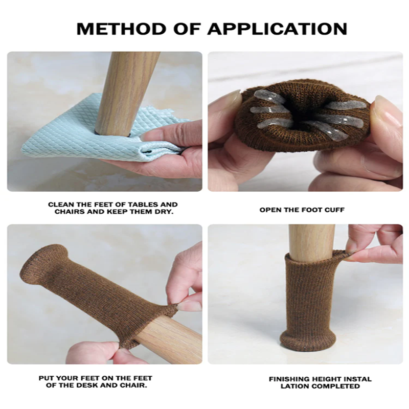 4PCs Furniture Leg Socks Non Slip No Scratch Noise Furniture Socks High Elastic Knitted Chair Leg Protectors for Hardwood Floor