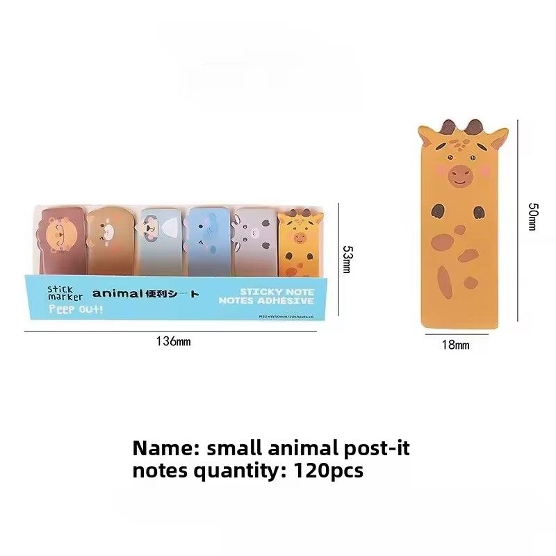 1PC   Cute Japanese Korean Animal Sticky Notes Creative Memo Pads Index Tabs for Office School korean stationery bundle