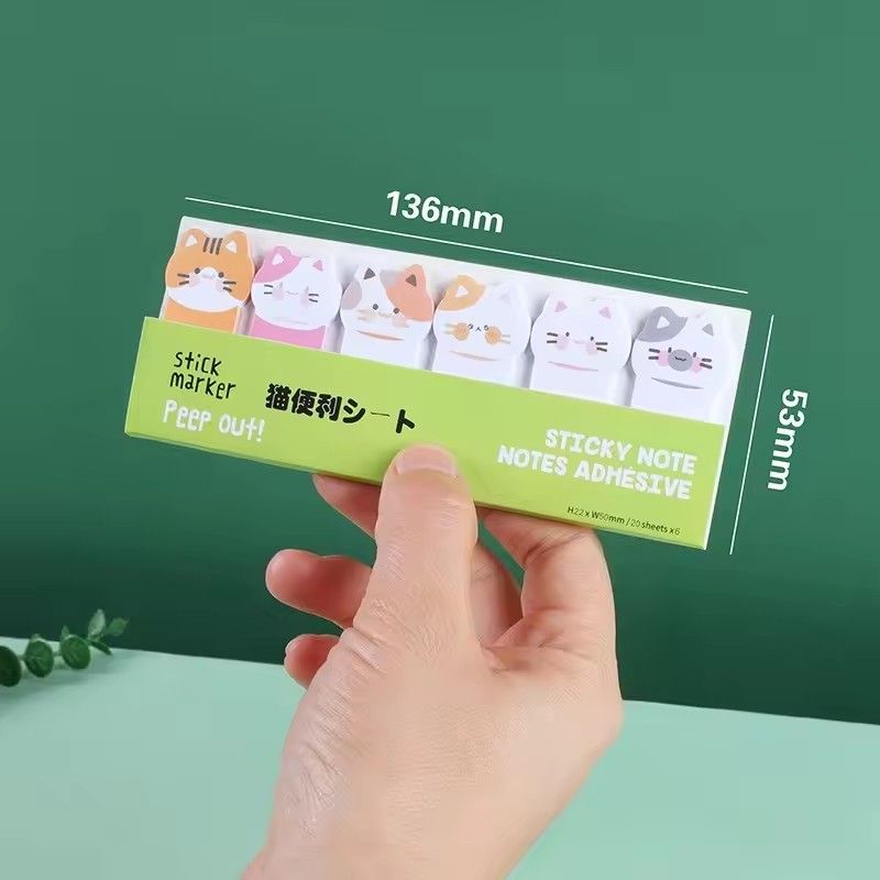 1PC   Cute Japanese Korean Animal Sticky Notes Creative Memo Pads Index Tabs for Office School korean stationery bundle