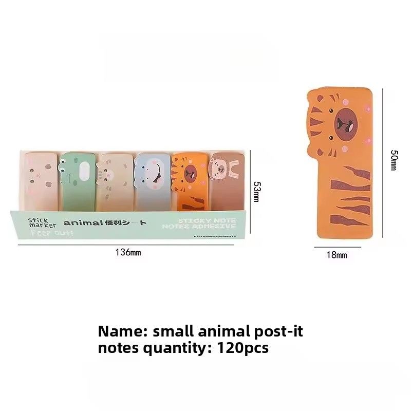 1PC   Cute Japanese Korean Animal Sticky Notes Creative Memo Pads Index Tabs for Office School korean stationery bundle