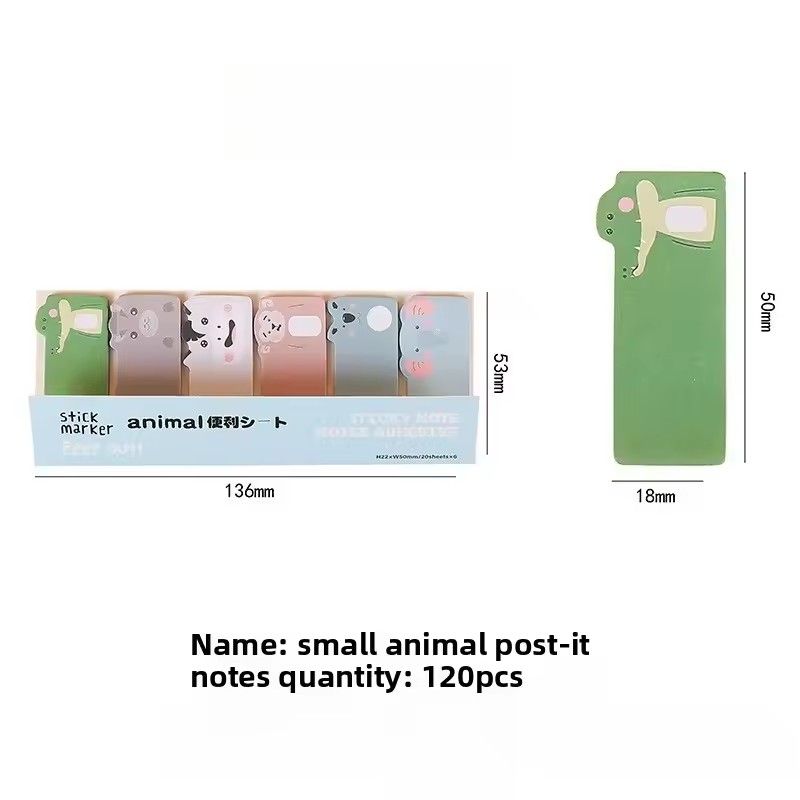 1PC   Cute Japanese Korean Animal Sticky Notes Creative Memo Pads Index Tabs for Office School korean stationery bundle