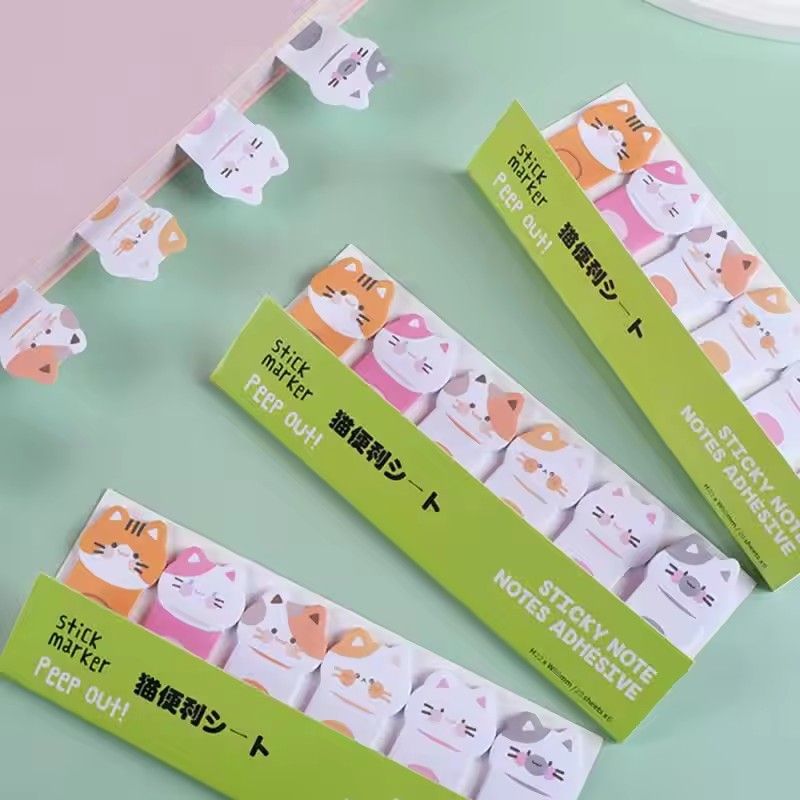 1PC   Cute Japanese Korean Animal Sticky Notes Creative Memo Pads Index Tabs for Office School korean stationery bundle