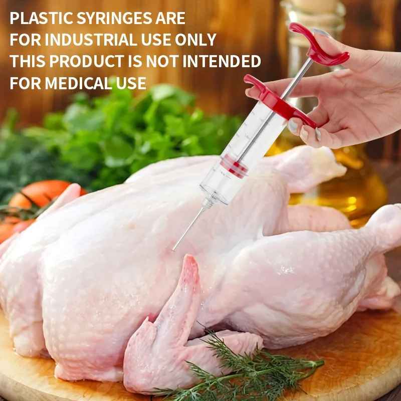 Meat Syringe, Barbecue Marinade Syringe, Stainless Steel Meat Needle, Barbecue Turkey with 3 Marinade Injection Needles