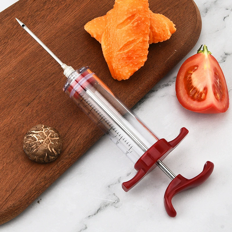 Meat Syringe, Barbecue Marinade Syringe, Stainless Steel Meat Needle, Barbecue Turkey with 3 Marinade Injection Needles