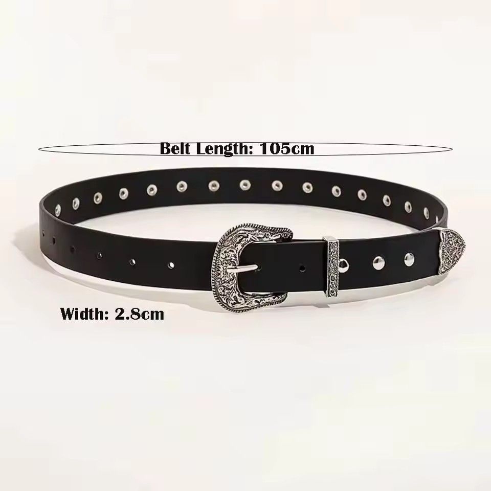 1PC   Casual Retro Punk Belt Gothic Y2k Rivet Belts Trendy Versatile Pin Buckle Belt