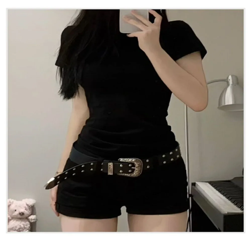 1PC   Casual Retro Punk Belt Gothic Y2k Rivet Belts Trendy Versatile Pin Buckle Belt