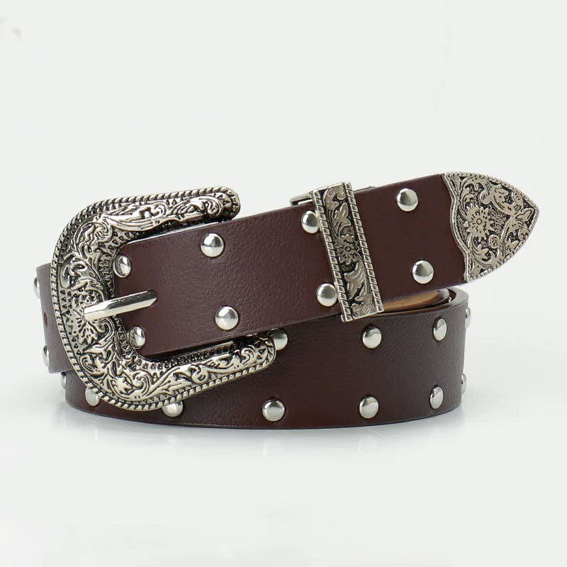 1PC   Casual Retro Punk Belt Gothic Y2k Rivet Belts Trendy Versatile Pin Buckle Belt