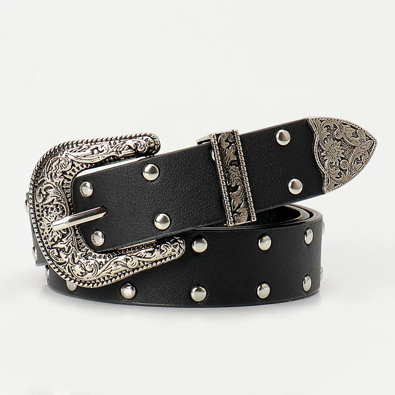 1PC   Casual Retro Punk Belt Gothic Y2k Rivet Belts Trendy Versatile Pin Buckle Belt