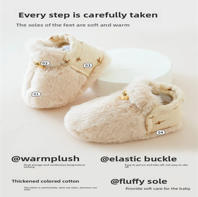 2025 Autumn/Winter Baby Shoes: Fleece-Lined Thick Warm Sock-Shoes, Soft Sole Pre-WalkersNon-Slip, Cozy for 0-6 Months Newborns