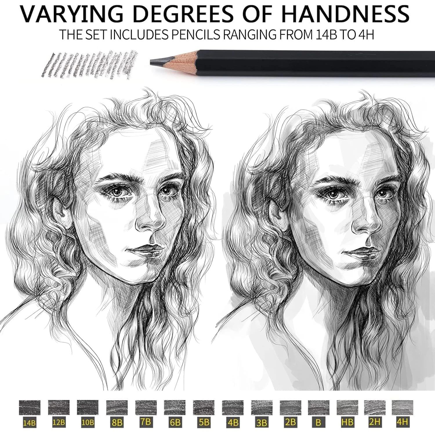 Smooth Writing Sketch Pencil Set HB 2H 4H B 2B 3B 10B 12B 14B Graphite Pencil Wooden 4B 5B 6B 7B 8B Drawing Pencil Art Supplies