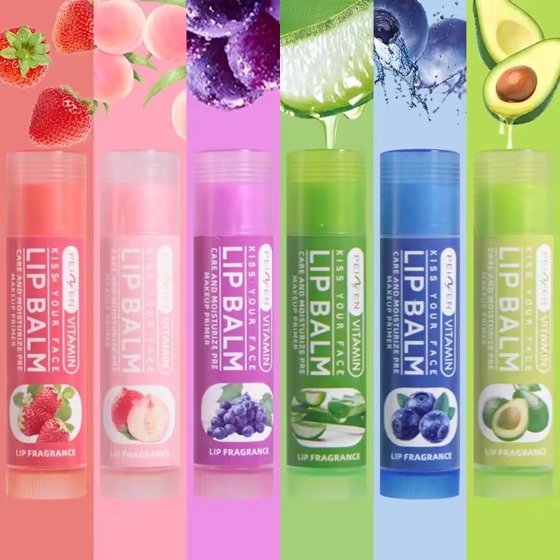 6PCS   Multi Fruit Flavors Moisturizing Hydrating Base Lip Balm Set Makeup Lip Care Daily Care Balm for Women and Men 6Pcs Set