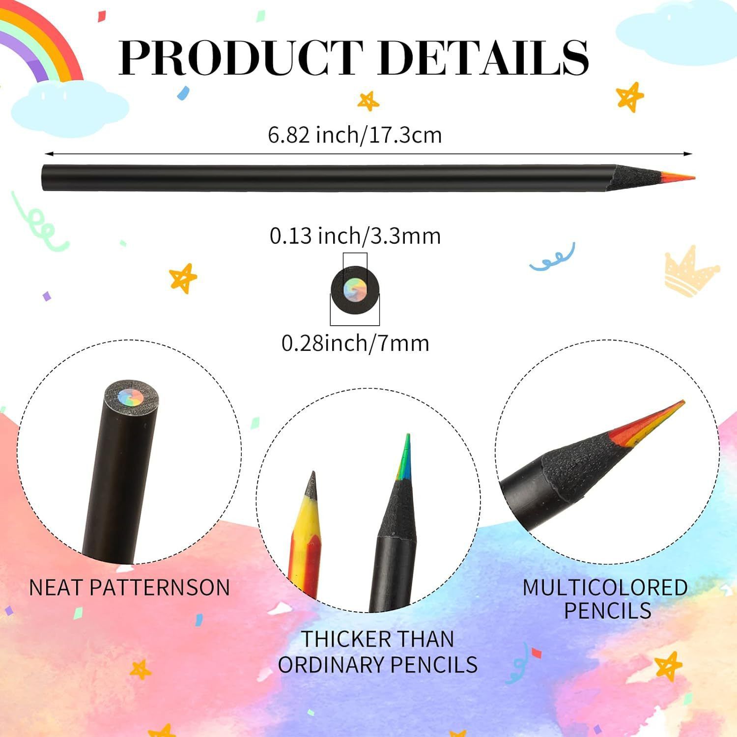 12PCS/Set  7 Color in 1 Rainbow Colored Pencil, Colored Pencils for Basket Stuffer Present