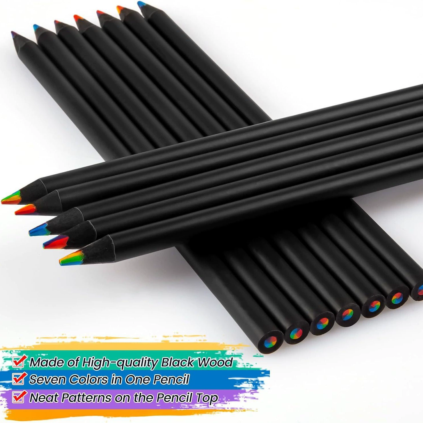 12PCS/Set  7 Color in 1 Rainbow Colored Pencil, Colored Pencils for Basket Stuffer Present